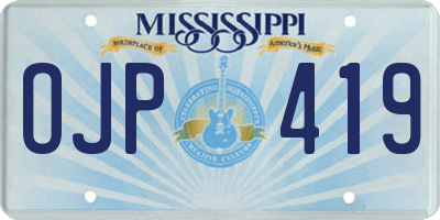 MS license plate OJP419