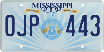 MS license plate OJP443