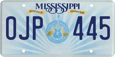 MS license plate OJP445