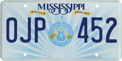 MS license plate OJP452