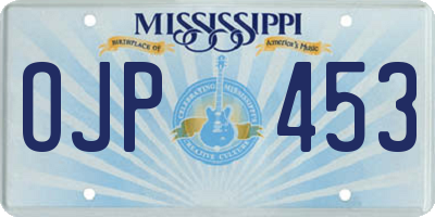 MS license plate OJP453