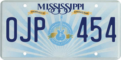 MS license plate OJP454