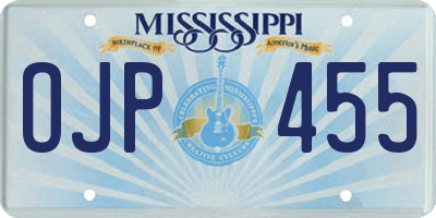 MS license plate OJP455