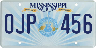 MS license plate OJP456