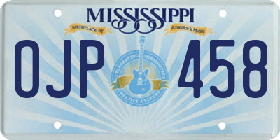 MS license plate OJP458