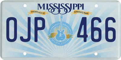 MS license plate OJP466
