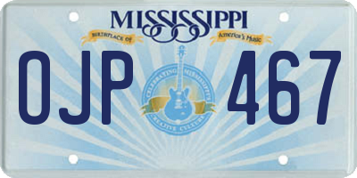 MS license plate OJP467