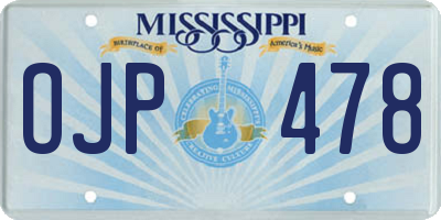 MS license plate OJP478