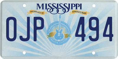 MS license plate OJP494