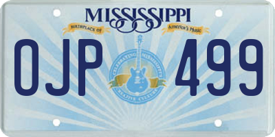 MS license plate OJP499