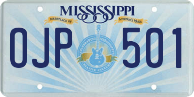 MS license plate OJP501