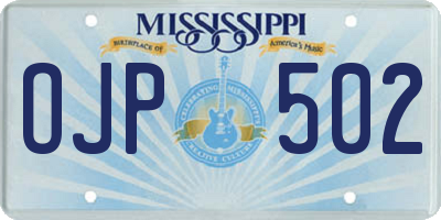 MS license plate OJP502