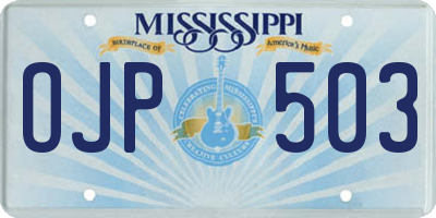 MS license plate OJP503