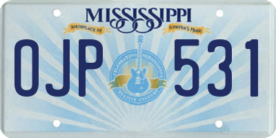 MS license plate OJP531