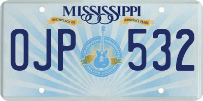 MS license plate OJP532