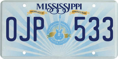 MS license plate OJP533