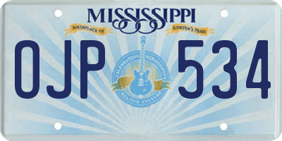 MS license plate OJP534
