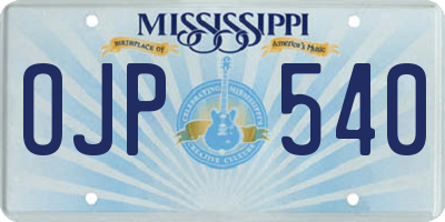 MS license plate OJP540