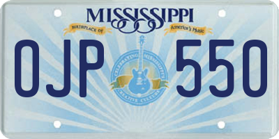MS license plate OJP550