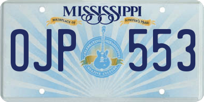MS license plate OJP553