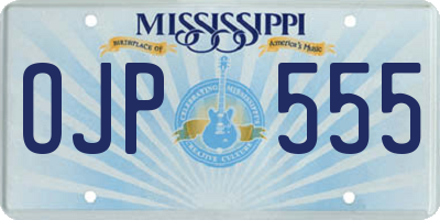 MS license plate OJP555
