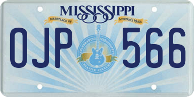 MS license plate OJP566