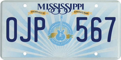 MS license plate OJP567