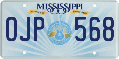 MS license plate OJP568