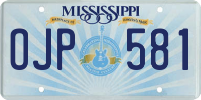 MS license plate OJP581