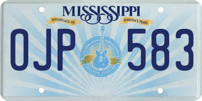 MS license plate OJP583
