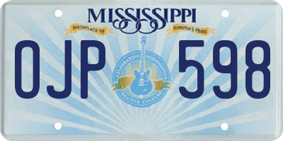 MS license plate OJP598