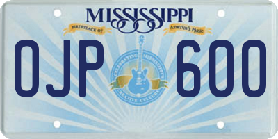 MS license plate OJP600