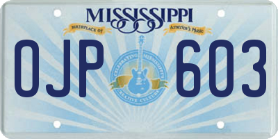 MS license plate OJP603