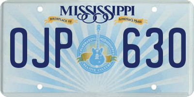 MS license plate OJP630