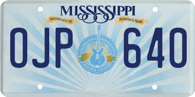 MS license plate OJP640