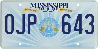 MS license plate OJP643