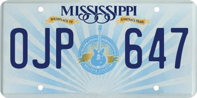MS license plate OJP647
