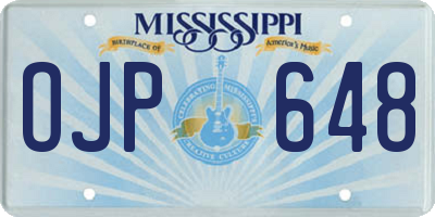 MS license plate OJP648
