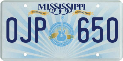 MS license plate OJP650