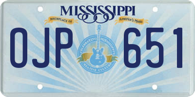 MS license plate OJP651