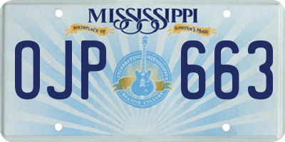 MS license plate OJP663