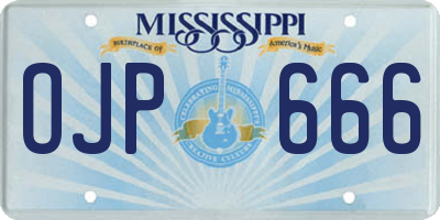 MS license plate OJP666