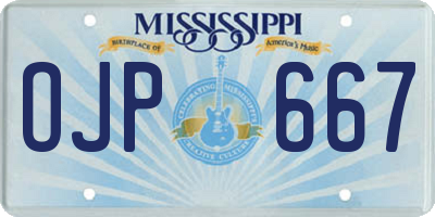 MS license plate OJP667