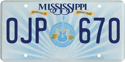 MS license plate OJP670