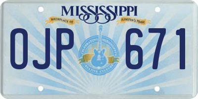 MS license plate OJP671