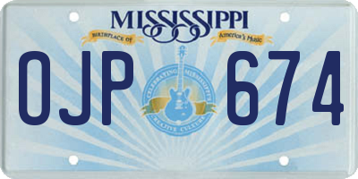 MS license plate OJP674