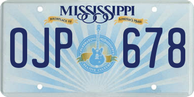 MS license plate OJP678