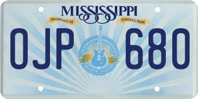 MS license plate OJP680