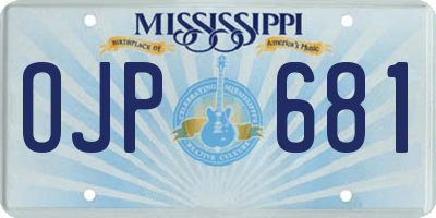 MS license plate OJP681