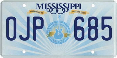 MS license plate OJP685